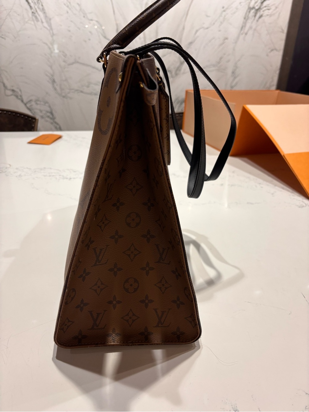 Louis Vuitton Brown Monogram Tote Shoulder Bag - Picture 4 of 9